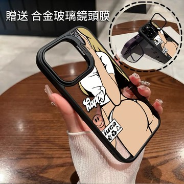 趣味女孩 金屬隱形鏡頭支架 送鏡頭膜 防摔殼 手機殼  iPhone15 14 13 12 11 Pro Max 保護殼