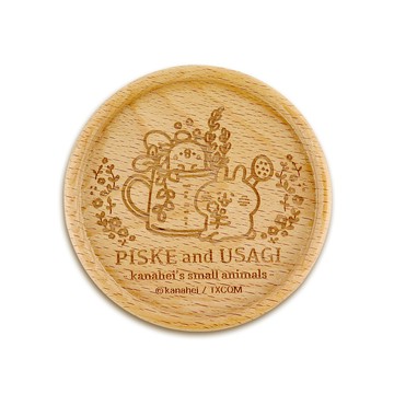 Kanahei卡娜赫拉的小動物小農系列圓形木杯墊_紅花盆