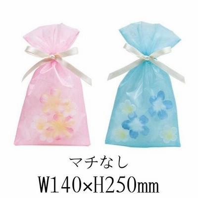 オシャレ かわいい 巾着バッグ フラワーオーガンジー Sサイズ ソフトピンク ソフトブルー ラッピング用品 ラッピング材
