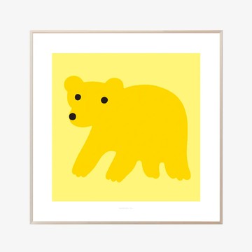 韓國 WARMGREY TAIL 插畫海報 小熊 黃 - 60x60cm