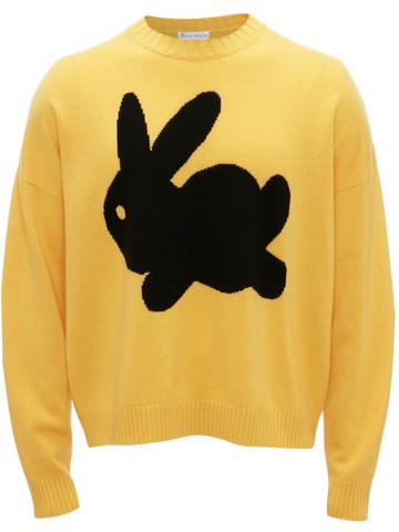 JW Anderson - bunny-print crew-neck jumper - unisex - Wool/Cashmere - XS - Yellow