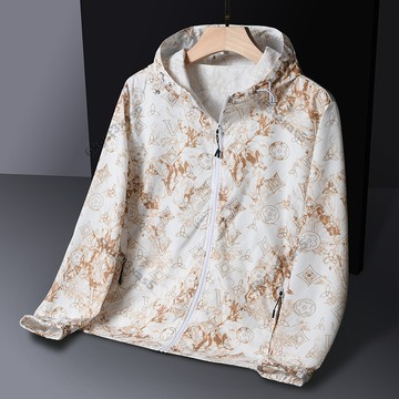 台灣出貨夏季冰絲防曬外套韓版潮流印花防紫外綫情侶款透氣輕薄男士戶外服