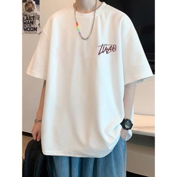 白色短袖t恤男夏季2025新款潮牌潮流寬松百搭簡約帥氣五分袖衣服