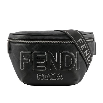 FENDI FF Logo Shadow 皮革腰包/黑色