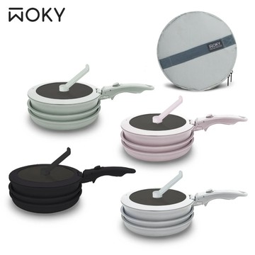 【WOKY 沃廚】TICERA®系列塔塔鍋7件組不沾鍋 (可拆把手)+加碼送可拆把手