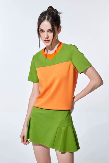 蜜餞橙配色上衣