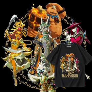 塞爾達傳說王國之淚游戲周邊衣服魂火水雷風之賢者聯名短袖T恤男