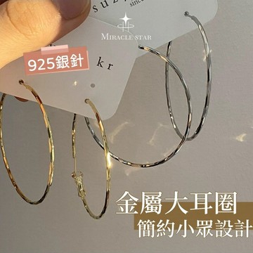 Miracle star ✨簡約小眾設計金屬大耳圈女 新款潮氣質圓圈耳環 百搭耳環