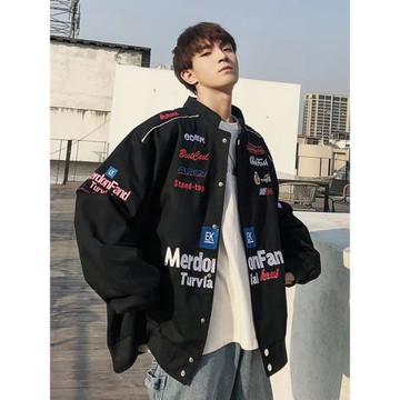 重工刺繡棒球服外套男春秋潮牌高級感痞帥美式飛行夾克機能賽車服
