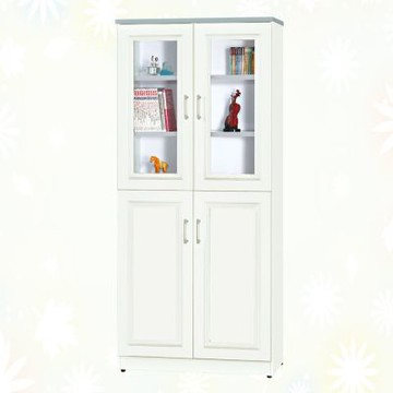 文創集-南亞塑鋼   亞特 南亞塑鋼2.7尺四開門書櫃-81.4x37x180cm免組