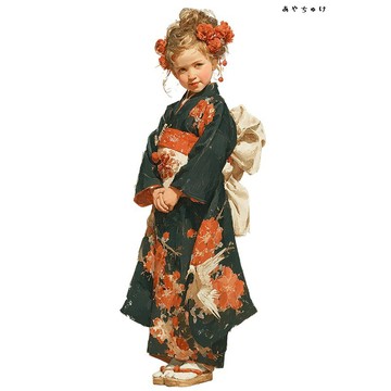 【12月新品4】07-114-0269 人物貼紙 和服復古