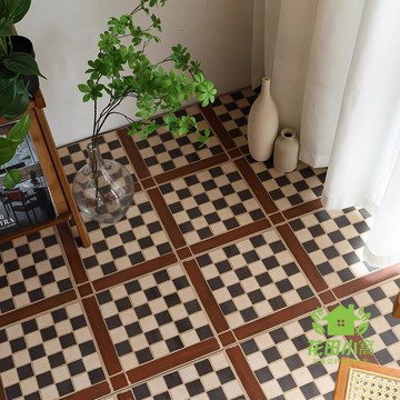 免運 公司貨 地面磚 廣東產 中古風棕色棋盤300花磚 復古民宿瓷磚 客餐廳咖啡服裝店地磚 可開發票 全館八折 工廠現貨直銷 新品特價 HTXW12232