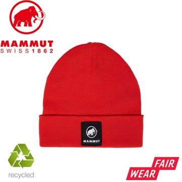【MAMMUT 長毛象 Fedoz Beanie 保暖針織反折豆豆帽《經典紅》】1191-01092/針織帽/保暖帽/毛帽