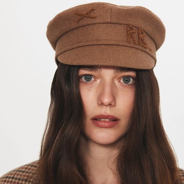 Ruslan Baginskiy 同色RB小珠串字毛料軍帽 - XS