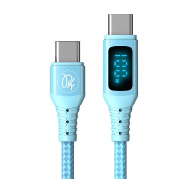 PICKOGEN USB-C TO Type-C PD 充電傳輸快充線 VAW數顯 維納斯 1.2M 藍色 支援iPhone17/安卓/手機/平板/筆電