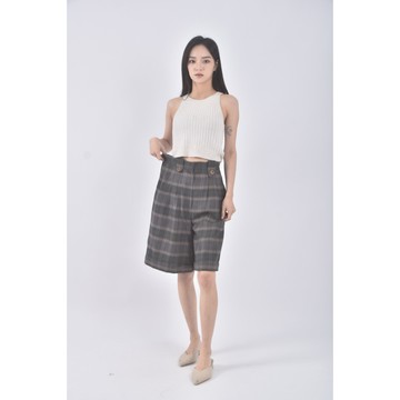 (M) 欣高腰格紋綠色長褲二手衣