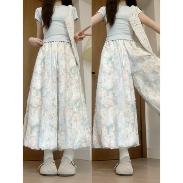 loannina 碎花 花苞裙褲 碎花休閒褲 闊腿褲 oversize 寬鬆褲子 高腰寬褲 休閒長褲