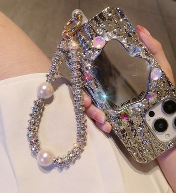 VIVILIAN輕奢時尚珍珠閃鑽手機掛繩包包吊飾