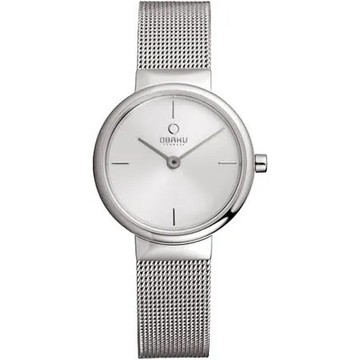 OBAKU  編織細紡米蘭時尚腕錶-銀