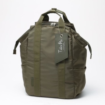 日本 Nicott - Cargo防潑水3層大容量大開口後背包/媽媽包-軍綠 (29x43x14.5cm)
