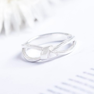 [925純銀]結識的相逢鏤空蝴蝶結戒指【SL530】-銀