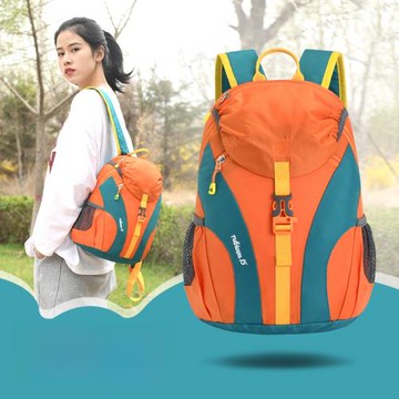戶外運動旅游登山包雙肩包女拼色休閑旅行背包女輕便15L皮膚包