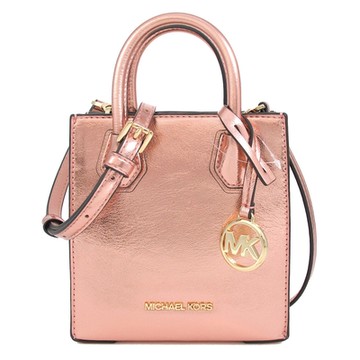 MICHAEL KORS Mercer 金字大圓標Logo素面迷你琴譜兩用包(粉金色)