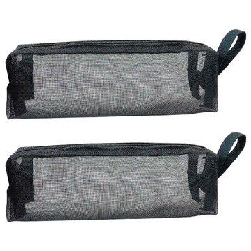 CCHING 青青文具 簡單生活 方形網紗筆袋  黑色  2個