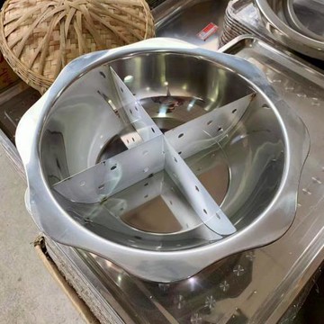 重慶加厚四格不銹鋼火鍋沙縣鹵味鍋九宮格電磁爐用火鍋加活動格片