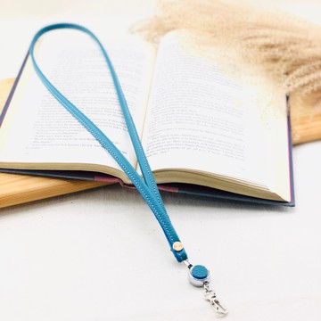 有格調。皮革頸繩+伸縮扣 - 青藍色 - 識別證 / 鑰匙圈 / 悠遊卡