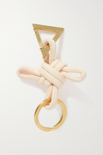 Bottega Veneta - Knotted Leather And Gold-tone Keyring - Pastel pink - one size