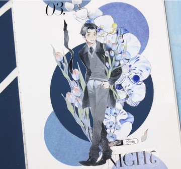 不會失去的藍色  PET 琉璃光 人物 和紙膠帶   10米卷