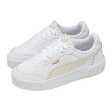 Puma 休閒鞋 Carina Mia 女鞋 白 米 皮革 復古 厚底增高 餅乾鞋 402637-03