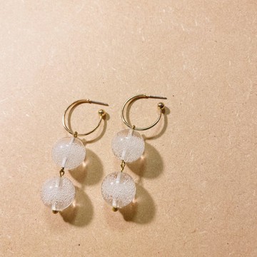 復古泡泡珠C形耳環