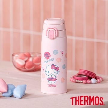 【THERMOS膳魔師】Hello Kitty 真空保溫瓶550ml_(夏日貝殼篇)(JOS-550KT-SS)