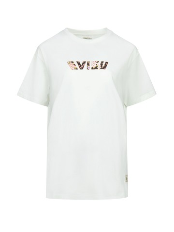 Goldfish and Floral Flow Brushstroke Daicock Print Boyfriend T-shirt