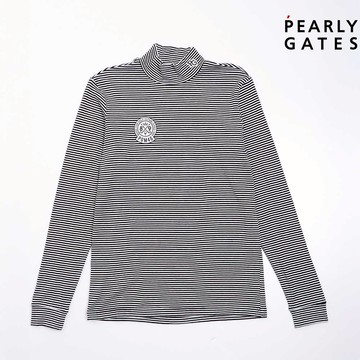 【ṔEARLY GATES】男款白色保暖效果手感柔軟造型多變橫條紋長袖立領衫 JGTQ66103