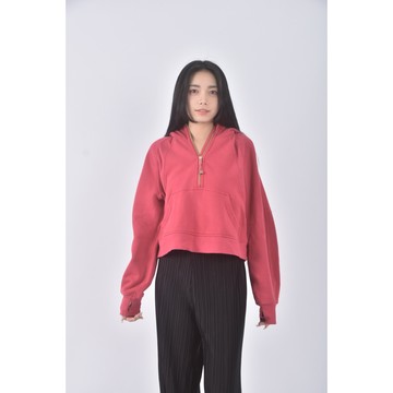 (S) lululemon質感棉質連帽粉色長袖上衣二手衣