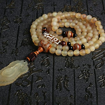 羊角手鏈佛珠手串羊角念珠帶血絲男女項鏈多圈手飾情侶民族風飾品