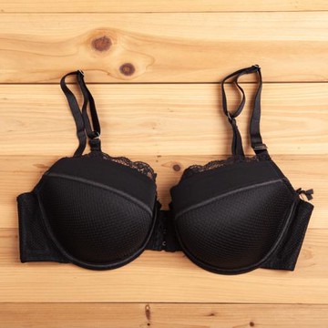 B0980鋼圈3/4薄模杯定型黑色大碼內衣歐美原單外貿文胸80E85C95C