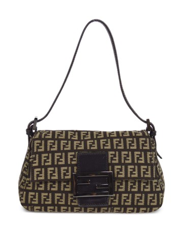 Fendi Pre-Owned - 1990-2000 Mamma Baguette shoulder bag - women - Leather/Canvas - One Size - Brown