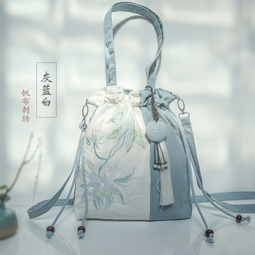 帆布包 新品森系文藝流蘇刺繡仙女中國風古風帆布手提漢服荷包斜挎女