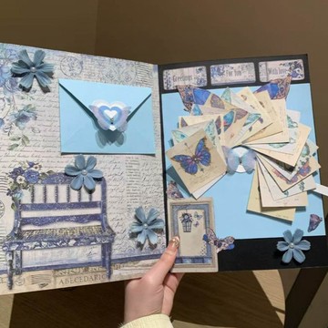 【臺灣出貨】7-4自製立體書 情侶禮物diy 風琴相冊 蝴蝶郁金香立體書DIY全套手工材料包送女友同學畢業禮物生日賀卡