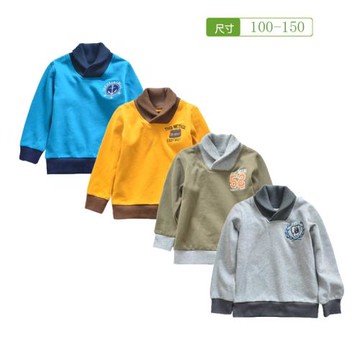 日本童裝秋冬款男童純棉加絨衛衣大童長袖T恤外貿兒童保暖上衣