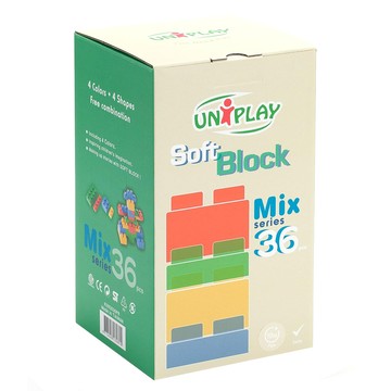 UNiPLAY抗菌軟積木MIX款36片 4種顏色+4種形狀 台灣製造  多色  1組