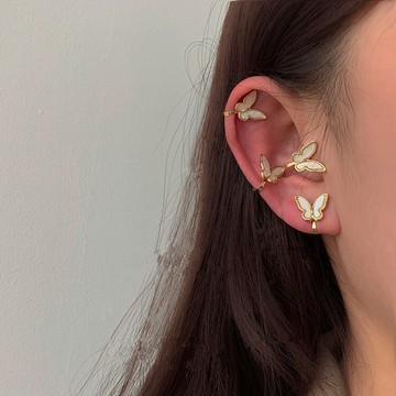 森系少女貝殼蝴蝶耳環無耳洞耳夾骨超仙氣質網紅顯白減齡耳夾耳飾
