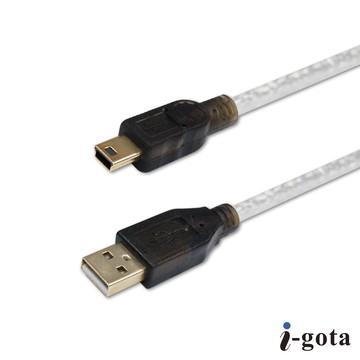 i-gota USB-A to Mini USB 2.0 連接線 雙層抗干擾 磁環 鍍金頭高速傳輸線 認證規格 UL27