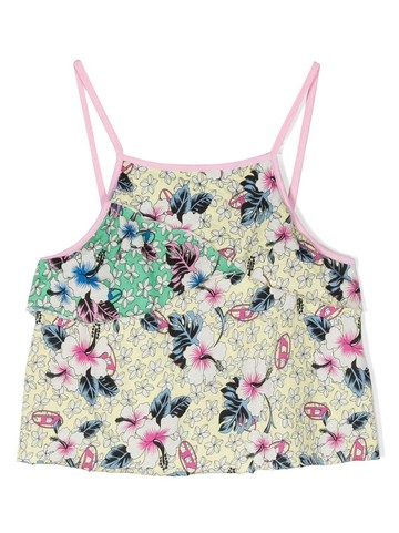 Diesel Kids - floral-print top - kids - Cotton - 16 yrs - Yellow