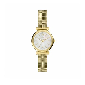 【FOSSIL】Carlie 璀璨珠白質感女錶 金色不鏽鋼米蘭帶 28 MM ES5462