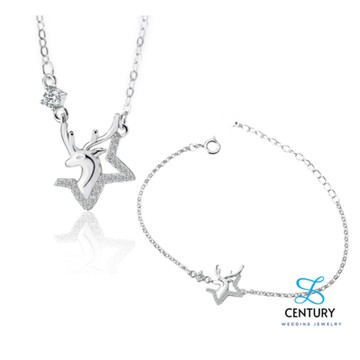 【Century】2選1 925純銀星光麋鹿項鍊/手鍊